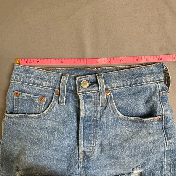 Levi's 501 shorts women 24 cotton blend high rise daisy dukes denim blue - Picture 8 of 10